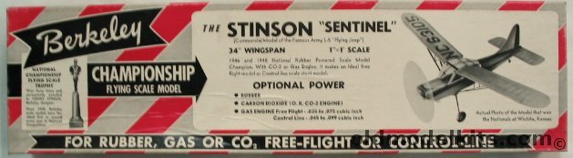 Berkeley 1/12 Stinson Sentinel (Army L-5 Flying Jeep) Flying Model Airplane Kit plastic model kit
